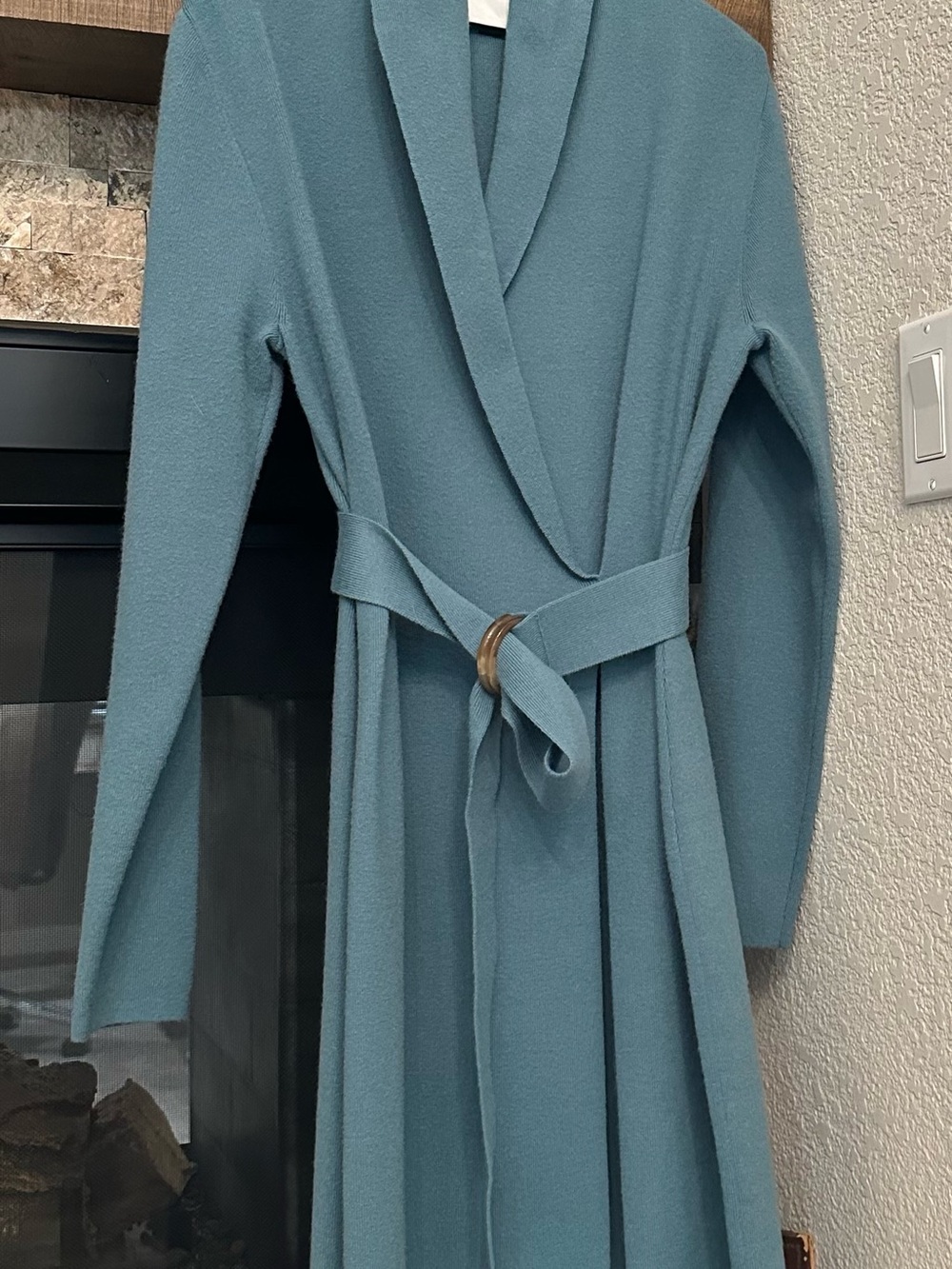 ANN TAYLOR Smoky Teal Wrap Belted Sweater Dress